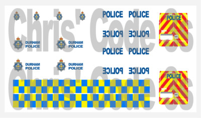 Code 3 selbstklebender Vinyl-Aufkleber passend für Oxford Druckguss 1/76 Van - Durham Polizei