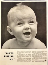 1955 Bell Telephone System "You're Telling Me!" Baby Smiling Vintage Print Ad