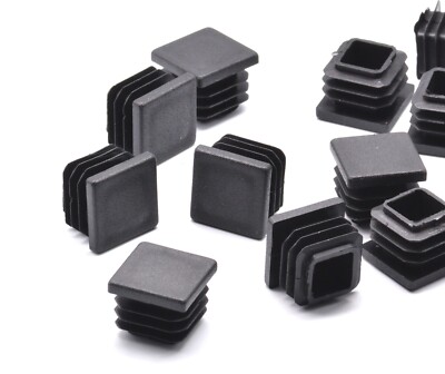 3/4'' (19 mm) Square Tube End Plugs | Black PE Chair Glide Caps | Snap In Inserts