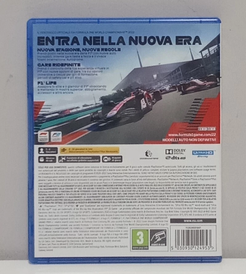 F1 22 PS5 PlayStation 5 EA Sports Formula 1 Completo Disco + Inserto ITA, foto 2 di 3