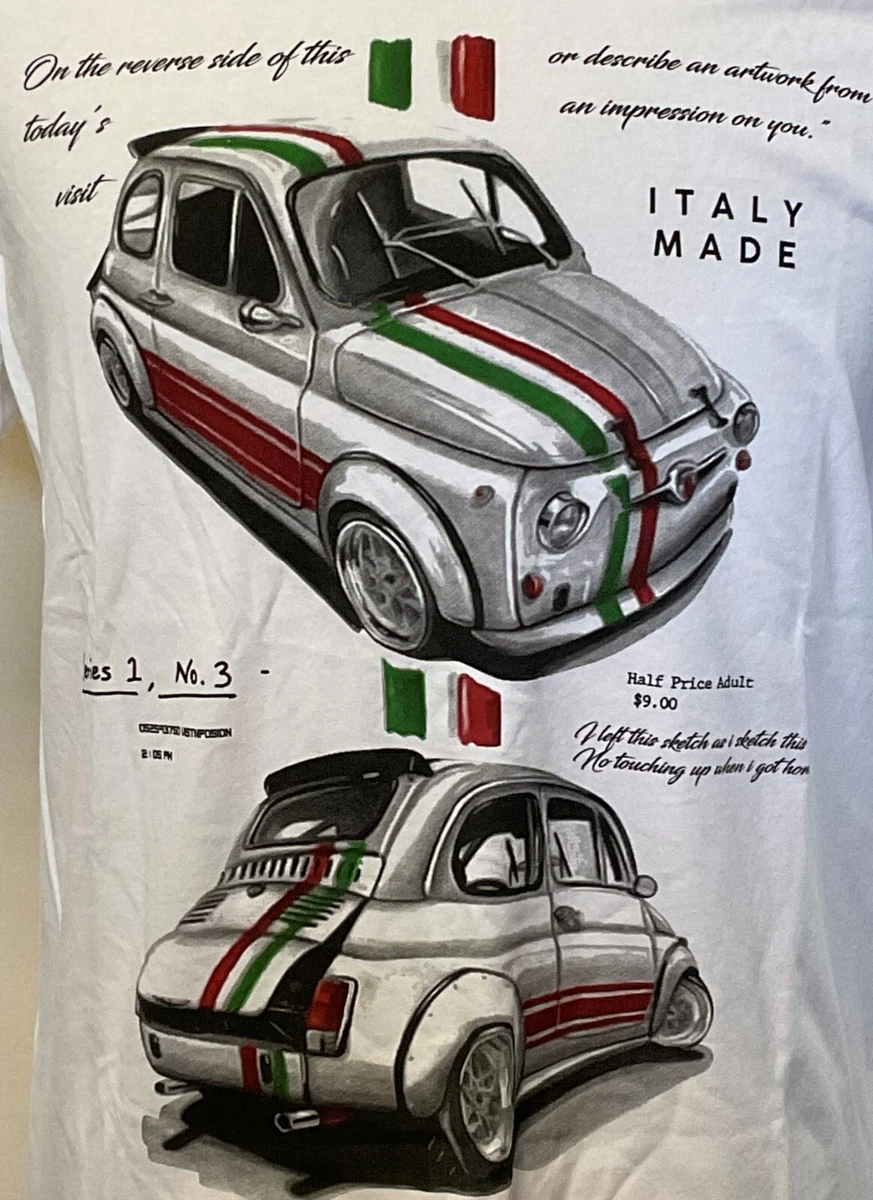 Fiat 500 Italian Flag Stripe T-Shirt by Italy Moda Made in Italy-Medium  (I02)