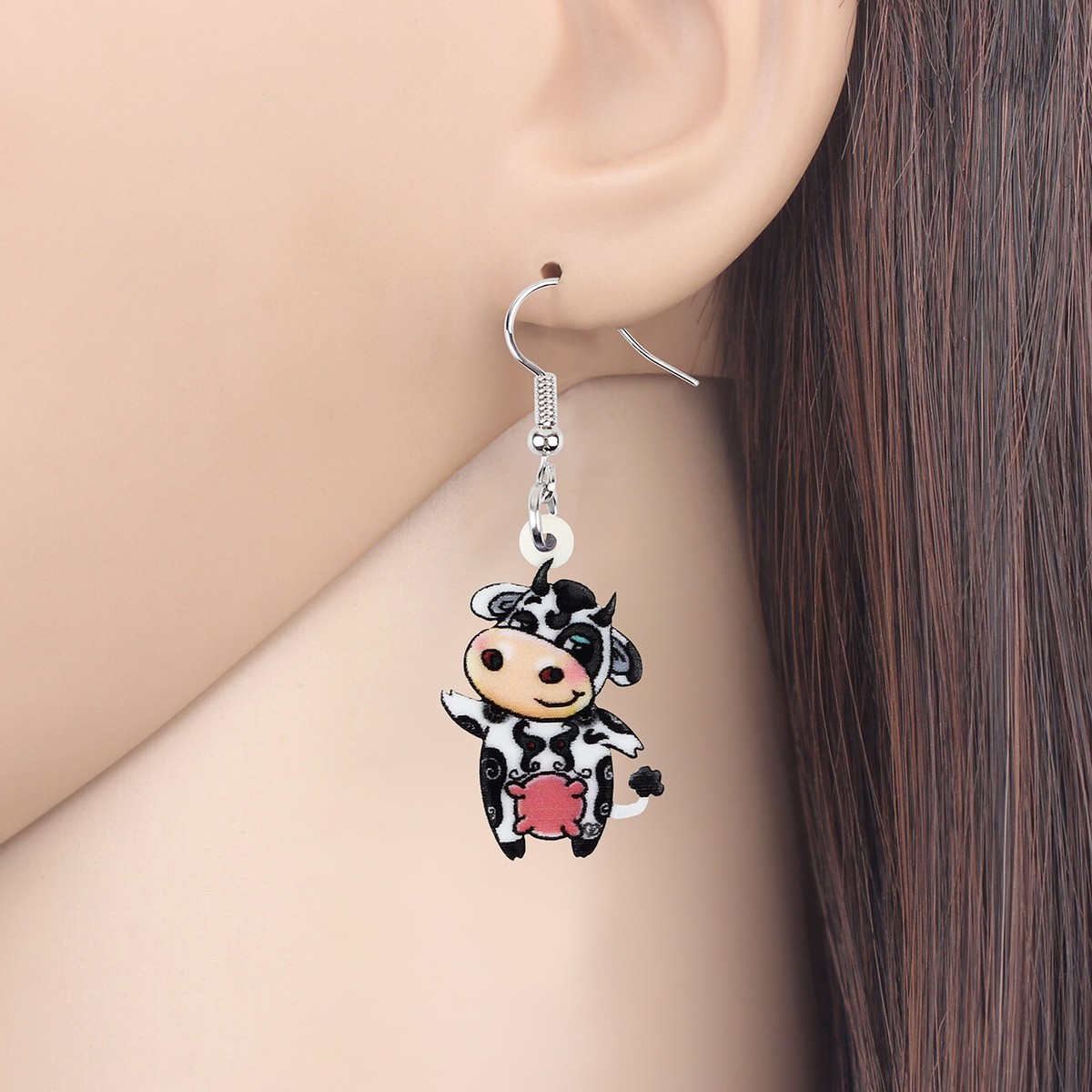 CWVHQ 2 Pair Cute Animal Cat & Cow Drop Earrings - Acrylic Statement Dangle Earrings For Women, Unique Gift - View #9