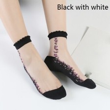 4 Pair of Women Lace Floral Thin Ankle Socks Sheer Hosiery Transparent Sock Soft