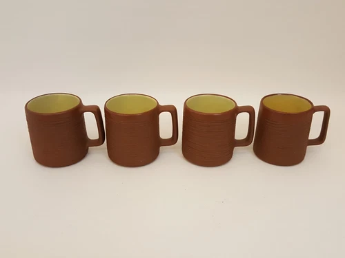Early Pigeon Forge Tenn pottery textured terracotta coffee cups mugs set of 4