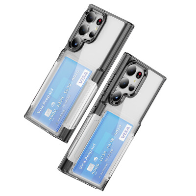TPU+PC Clear Wallet Case with Card Holder for Samsung Galaxy S23 S24+ S25  Ultra