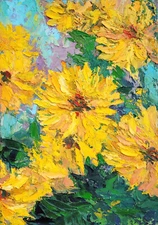 Chrysanthemum Painting Flowers Original Artwork Impasto Oil Painting 8x12