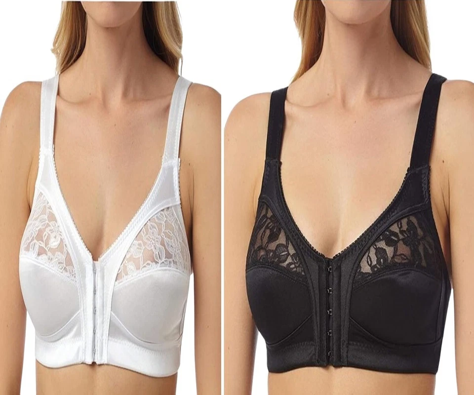 SUJETADOR CON AROS SOPORTE SIN RELLENO COPA COMPLETA DE ENCAJE PARA DAMA, BLANCO Y NEGRO Foto 2 de 2