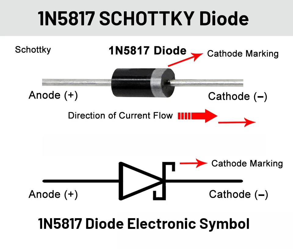 1N5817 Diode (10 Pcs) 1A 20V Schottky Barrier Diode DO-41 IN5817 | US SHIP - Image 2 of 3