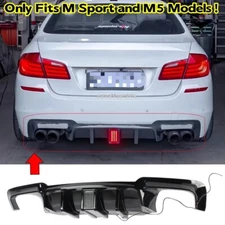 FOR 11-16 BMW 5 SERIES F10 F11 528I 530I M-SPORT M5 REAR DIFFUSER LED GLOSS BLK