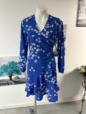 BANANA REPUBLIC Wrap Tie Knit Dress Navy Blue Floral Print Womens 4 NWT |  eBay
