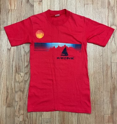 Vintage 60s 70s Belton Sail Boat T Shirt Size Small Red Outdoor Nature Ocean