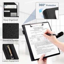 Professional Padfolio with Clipboard Faux Leather Portfolio Folder Binder Holder