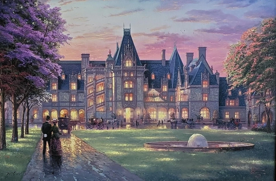 Thomas Kinkade 比尔特莫尔优雅之夜 A/P 18X27 油画布 — 第 2/4 张图片