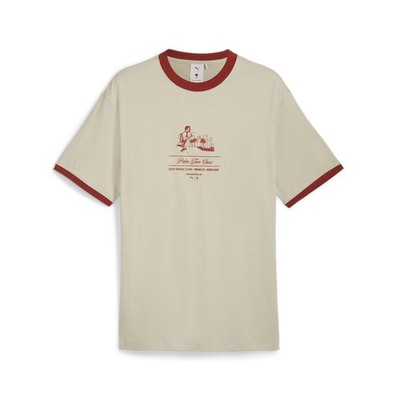 PUMA  X Palm Tree Crew Ringer Graphic Crew Neck Short Sleeve T-Shirt Mens Beige