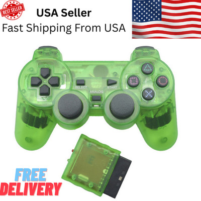 Transparent Wireless Gamepad for PS2 2.4G Dual Vibration Controller Joystick