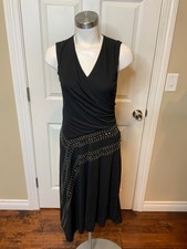 Tory Burch Black Draped & Studded Sleeveless Pencil Dress, Size XS