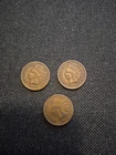 3 Vintage 1909 Indian Head Cent Penny Collection