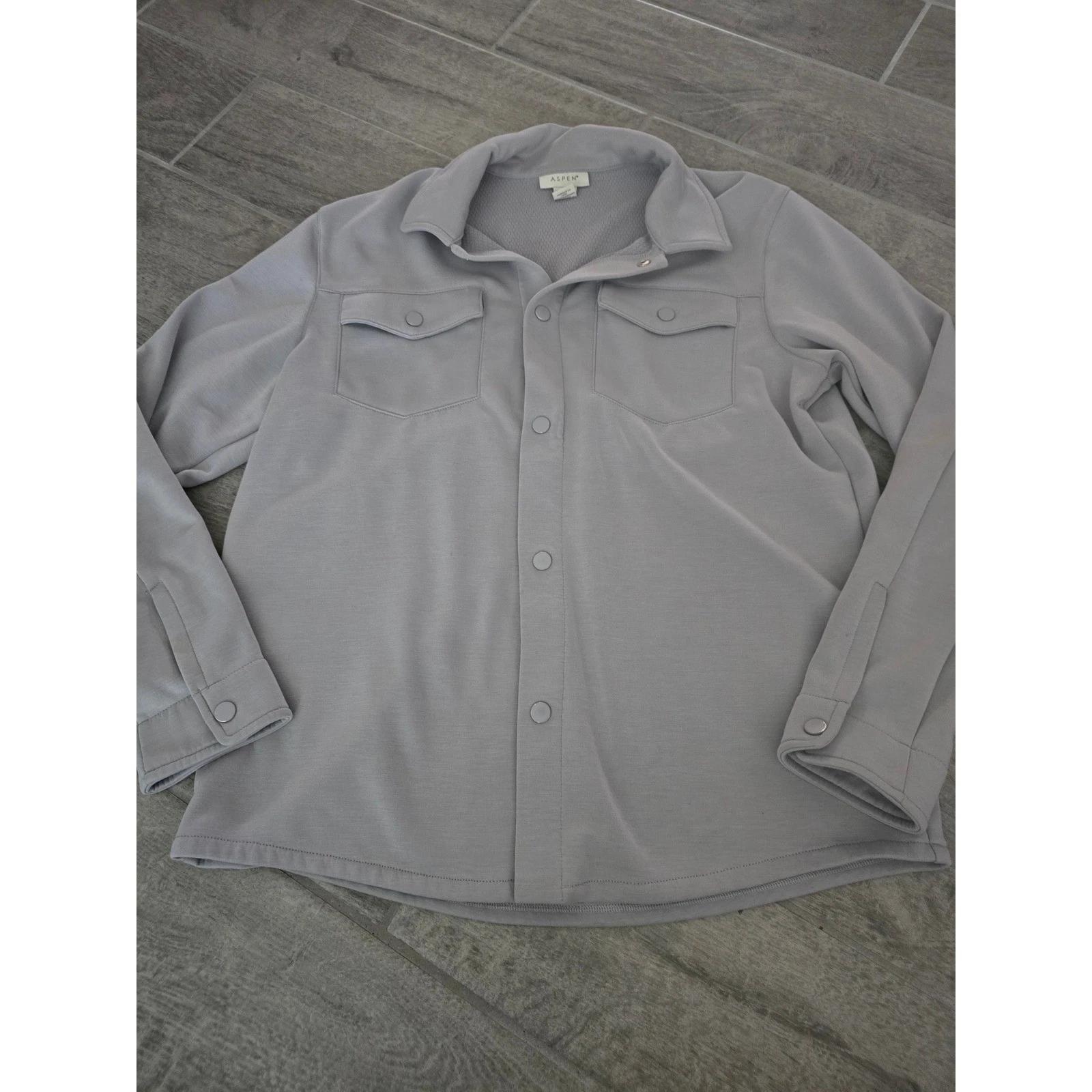 ASPEN Collection Mens Long Sleeve Button Up Shirt Gray Medium Mountain Outdoor