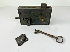 Surface Mount Door Lock Bolt Box Mortise Skeleton Key Escutcheon Plate Elbow