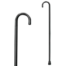 Carex Round Handle Wooden Walking Cane Black Color 1" with Rubber Tip 1 Count