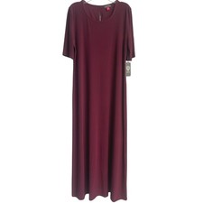 Vince Camuto Short Sleeve Maxi Dress Womens Medium Mulberry Back Keyhole NWT