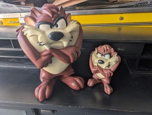 Grande Figurine Taz Warner Bros 2000 - 33 Cm, Taz Descend De Sa Ficelle, Vintage