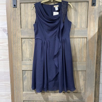 NWT Moon Collection Live In California Navy Chiffon Ruffle Dress Size Medium 
