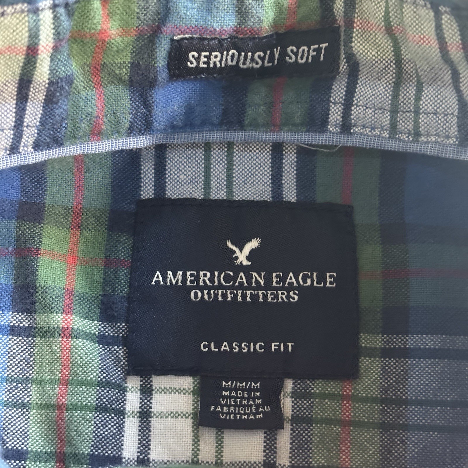 American Eagle Seriously Soft Patchwork Shirt Men… - image 7