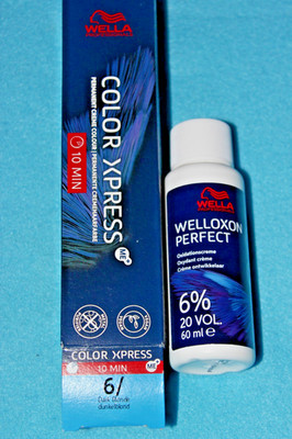 60ml WELLA koleston COLOR-EXPRESS-10min HAARFARBE 6/ dunkelblond + 6% H2O2