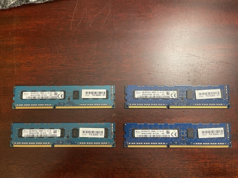 16GB Kit (4x4GB) DDR3-1600 PC3-12800E ECC UDIMM RAM Dell - HP Workstation Server - Image 2 of 4