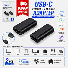 USB C Female to Female Adapter 2Pack Type C Coupler Connector Aluminum