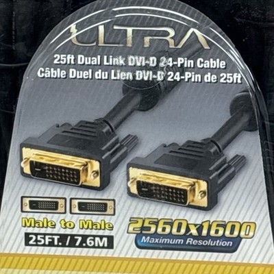 Ultra 25ft DVI-D Dual Link Gold Plated 24-Pin Male to Male Cable 2560x1600