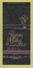 Matchbook Cover - Spring Valley Country Club Elyria OH 30 Strike