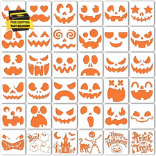 36 Pcs Halloween Stencils, 6 Inch Reusable Pumpkin Carving Stencils