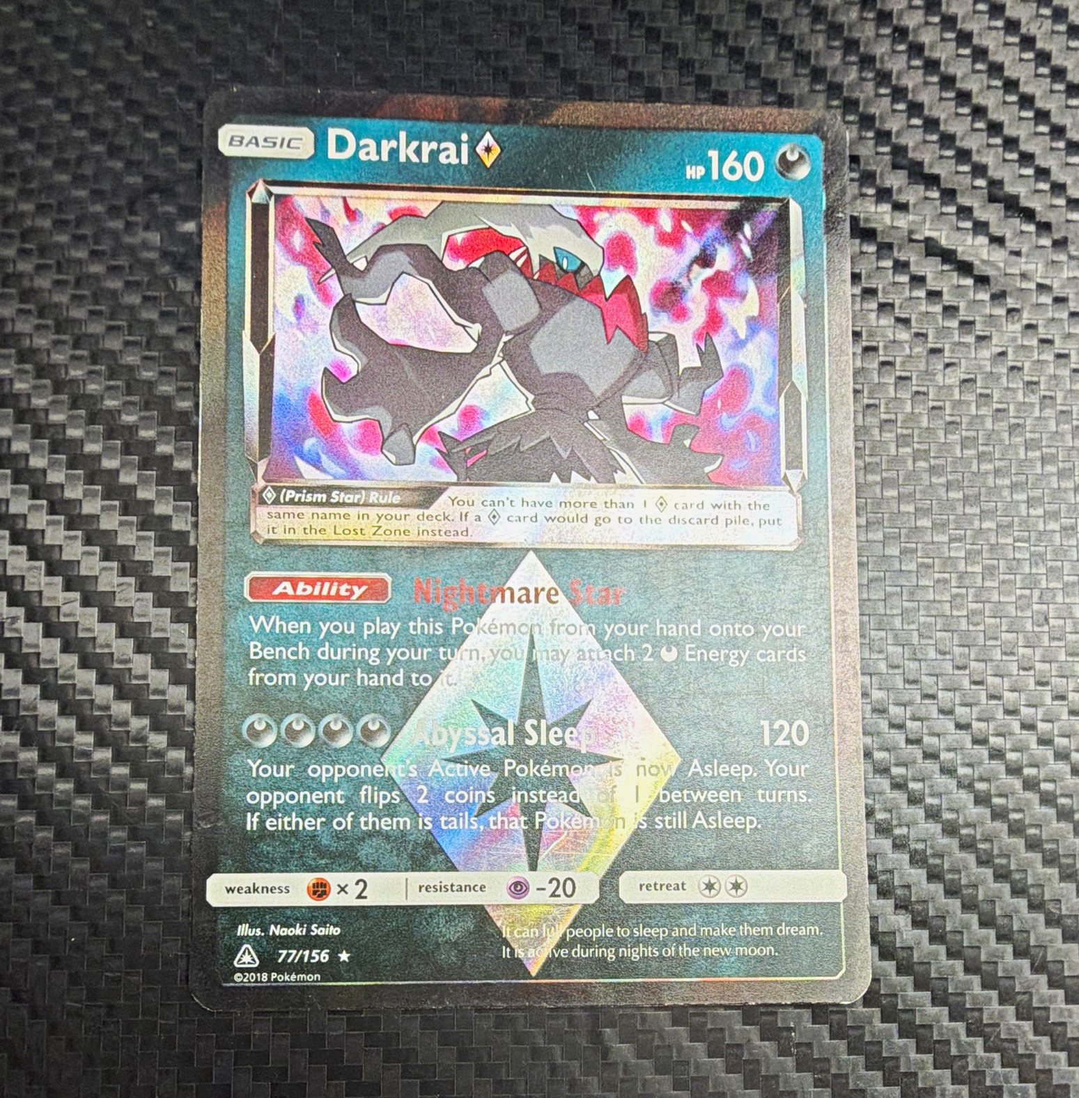 Pokemon TCG Darkrai Prism Star Holo Prism Rare 77/156 SM Ultra Prism English