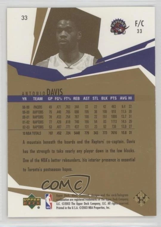2003-04 Upper Deck Black Diamond Gold /25 Single Diamond Antonio Davis #33 - Image 2 of 2
