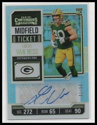 2023 Panini Contenders #250 Lukas Van Ness Midfield Ticket #/50