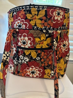 Vera Bradley Retired Burnt Orange Large Tote Bag Cotton Quilted Black Yellow Whi
