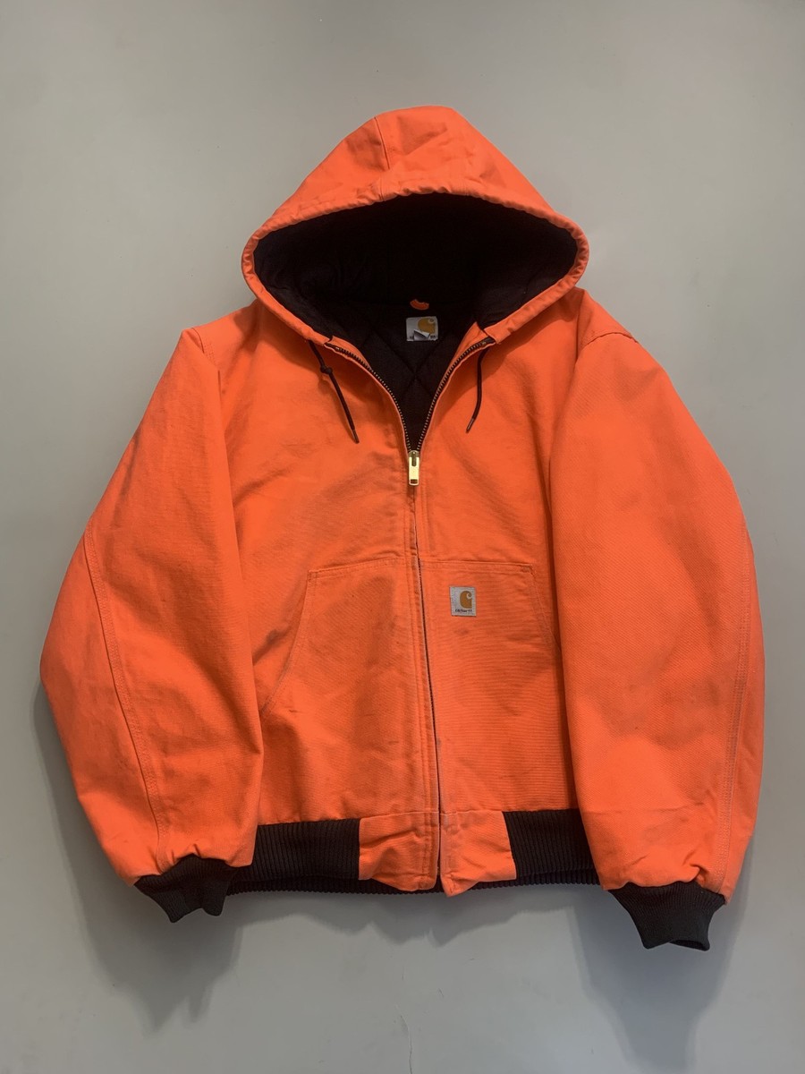 USA製 carhartt active jacket blaze orange Vintage Carhartt Blaze Orange Active Hooded Work Jacket Made In