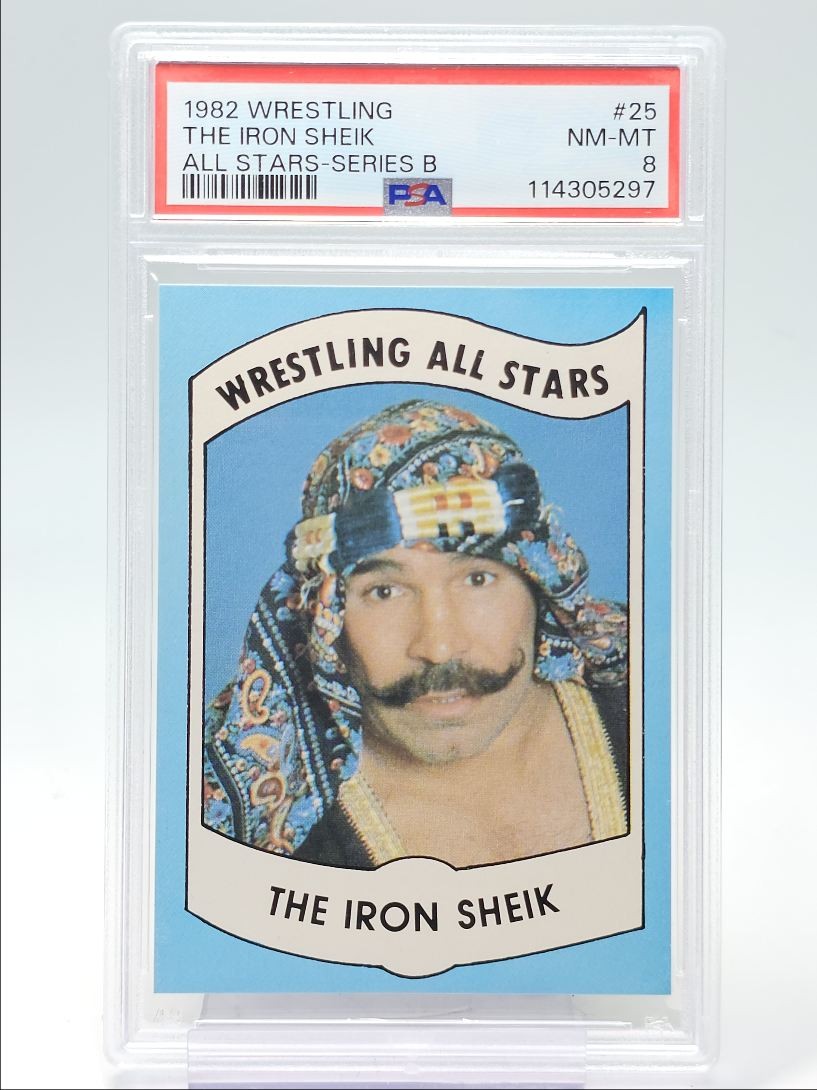 THE IRON SHEIK 1982 WRESTLING ALL STARS ROOKIE SERIES B #25 PSA 8 Q5775