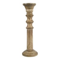 INNA-Glas KerzenstäNder Oktavian, Aus Mangoholz, Braun, 40Cm, Ø12,5Cm