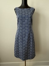 Talbots Women's Sleeveless Sheath Dress Size 12 Lined Blue/White Timeless Chic