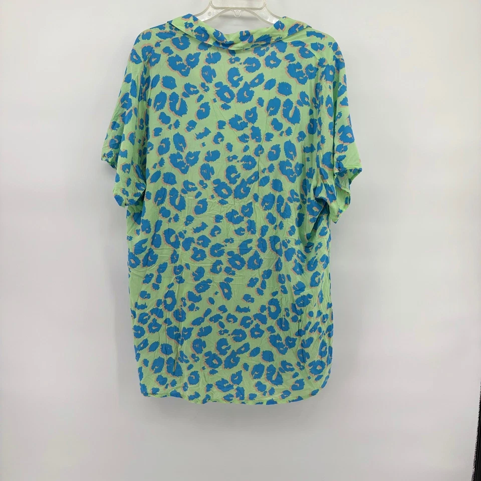 Conjunto Camisa Pantalones Cortos Xhilaration Estampado Leopardo Salón Dormir Cómodo Informal Azul Verde Foto 3 de 4