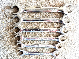 SET OF 6 S K METRIC FLARE NUT LINE WRENCHES 9 TO 21 MM NICE CLEAN MADE IN USA