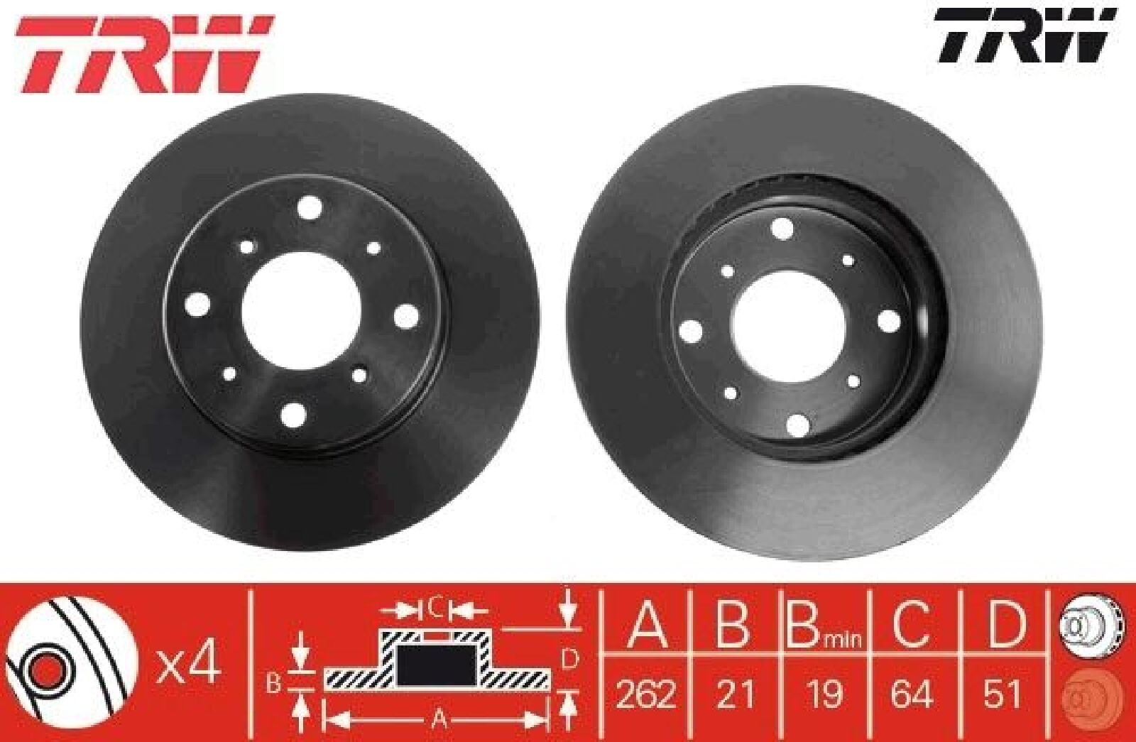 2x Bremsscheibe TRW DF1811 2 Bremsscheiben Vorderachse Vorne