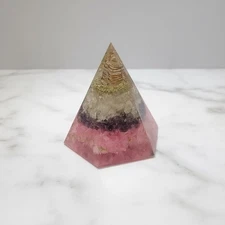 Premium Quality Orgone Pyramid with Rose Quartz and Clear Quartz for Love
