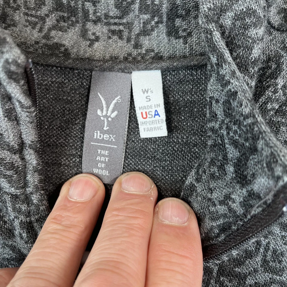 Ibex Jacket Womens Small Gray Full Zip 100% Merino Wool Patterned USA Made - Image 3 of 4