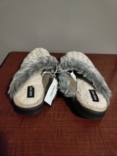 Nine West Women's Knit Memory Foam Scuff Slippers - Natural / Large 9-10 