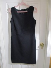 Rafaella Little Black Sheath Dress Sleeveless Waist Seam Accents Lined Slit 8