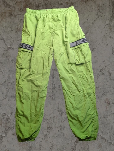Supreme Reflective Taping Neon Green Cargo Elastic Cuffed Pants Size XLMade In